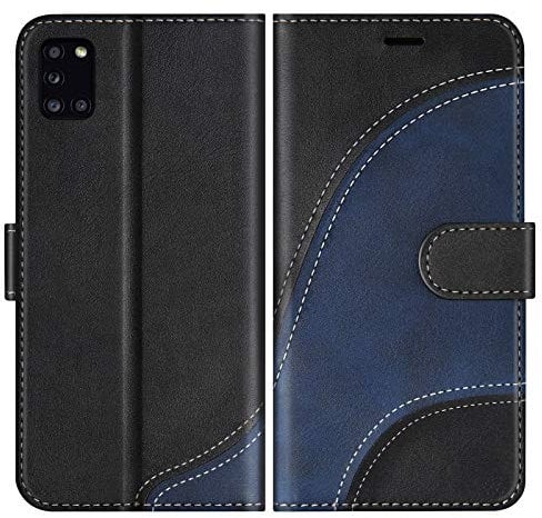 BoxTii Coque pour Galaxy A31, Portefeuille Etui en Cuir PU, Magnétique Protection Housse Coque pour Samsung Galaxy A31, Noir