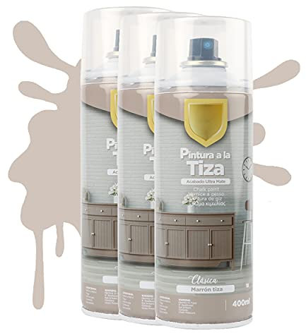 H HANSEL HOME Pintura Spray a la Tiza Acabado Ultra Mate - Marrón Tiza 400ml x 3