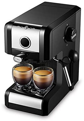 WYKDL Coffee Maker, Small Automatic Powder Office Coffee Machine with Milk Frother,970ml Removable Water Tank(Color:Black)