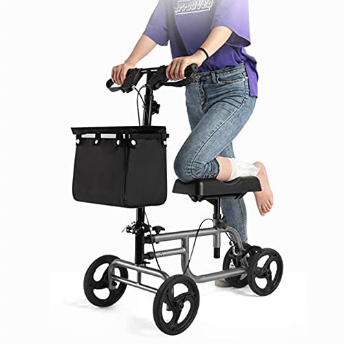 JINHH Lenkbarer Knee Walker Scooter Faltbarer, Beinverletzungsroller für gebrochenes Knie und Knöchel