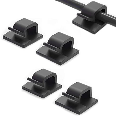 DFsucces Outdoor Cable Clips with Adhesive Tapes,60 Pieces Cable Clips,Light Clips,Decoration Clips,Cord Organizer, Self Adhesive Wire Clips, for Car, Office and Home (Black)