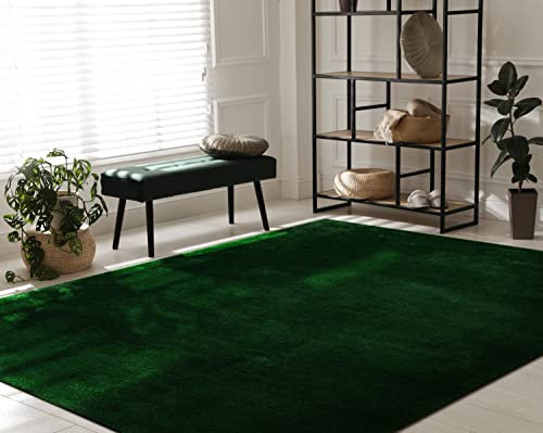 Paco Home Tapis Moderne Doux Salon À Poils Courts Lavable Fluffy Uni Effet Fourrure Intemporel Élégant Antidérapant Facile À Entretenir, Dimension:200x280 cm, Couleur:Vert