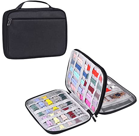 ZFZGFRCS Watch Band Organizer Bag - 35 Watch Straps & Accessories - Black
