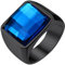 GoldChic Schwarz Siegelring Ringe Herren Edelstahlring Blauer Stein 15MM breit Solitär Ring Bandring 67mm Herren Schmuck Accessoires