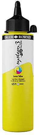 Daler-Rowney System3 Acrylic Paint, Plastic Bottle, Fluid, 8.45oz - 250 ml, Lemon Yellow