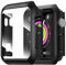 NEW'C 2 Pack Funda + Protector de Pantalla para Apple Watch Series 3/2/1 38mm - Funda con protección de Vidrio Templado incorporada para Apple Watch 38mm Series 1/2/3 - Negro