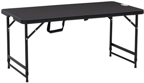 Outsunny Tavolo da Giardino Pieghevole Altezza Regolabile 118x60x74 cm | per 4 Persone, in Acciaio e HDPE