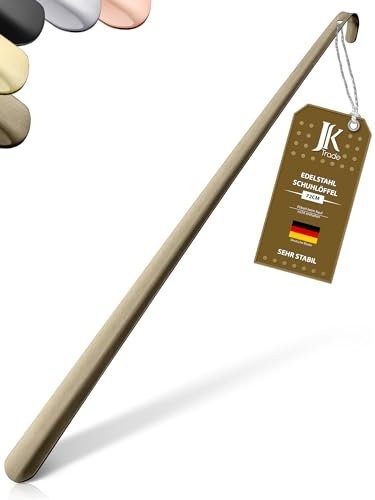 JK Trade® Chausse-pied stable en acier inoxydable de 72 cm de long | 2 mm de long en métal poli | Rapide et facile | Longueur et largeur optimisées | Corne de chaussure | Business | Suspendu