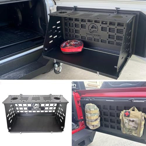 WANGDUOYU Heckklappentisch Faltbar 2-stöckig Camping Hecktür Cargo Shelf Lagerung Kompatibel mit Jeep Wrangler JL 2018-2023