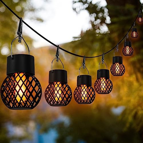 NEWNEN Solarlaterne für Außen Hängend, 8 Stück Solarlampe Garten, 6 LEDS Solarleuchte Außenleuchte IP65 Wasserdicht, Warmweiße Solar Gartenleuchte Deko für Balkon Garten Hochzeit Deko Camping