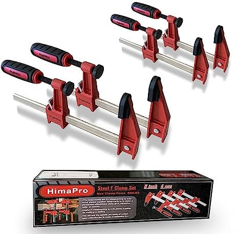 HimaPro 15,2 cm Stabklemmen-Set, 4 Stück, 272 kg Traggrenze mittlere Beanspruchung Schnellspanner-Stahl-F-Klemme, ideal für Holzbearbeitung, Metallbearbeitung und DIY-Projekte