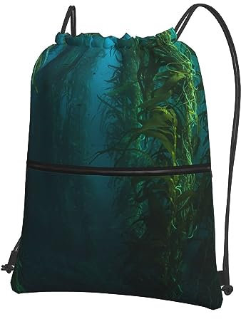 QQLADY Wichtiger Habitat Fisch wachsen Dope Kordelzug Rucksack Wasserdicht String Bag Sackpack Cinch Rucksack für Gym Sport Yoga, Schwarz , One size
