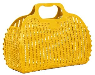 hip distribution Ay-Kasa Die originale wiederverwendbare Einkaufstasche, faltbare und zusammenklappbare Korbtasche, Jelly Bag geeignet als Einkaufstasche/Strandtasche, wasserfest (S, Yellow)