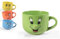 Utilissimi EDITACASA - set - kit 4 tazze prima colazione - stile fantasy - umoristico - faccine, colore bianco con fantasia assortita della capienza di 315 ml - altezza 11 cm