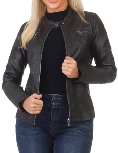 ONLY Onlbandit Women's Faux Leather Biker OTW Noos Jacket, chocolate cake, 8