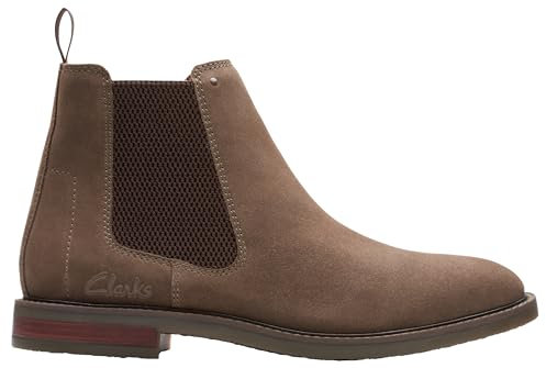 Clarks Jaxen Facile, Stivali Chelsea Uomo, Camoscio Pietra, 44.5 EU