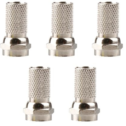 Tabanzhe 5-Pack Waterproof F Plug Connectors - Micro Screw/Twist On Design for Aerial Coaxial Cable,Secure and Reliable Connectivity for Satellite TV Installations in Various Weather Conditions