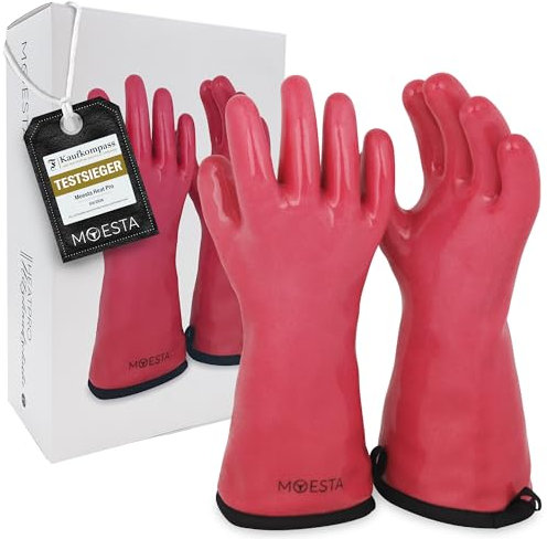 MOESTA-BBQ 20016 HeatPro Hitzehandschuhe - Ofen-Grillhandschuh Silikon - bis 350° Celsius hitzebeständig, waschbar - L 9 pink