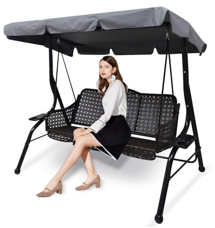 Wudlad Garden Swing Canopy Replacement,Canopy Outdoor Waterproof Swing Chair Canopy Replacement for Swing Seat Canopy Swing Chair Cover,UV Resistant Patio Hammock Cover Top Garden Swing Cover (M)