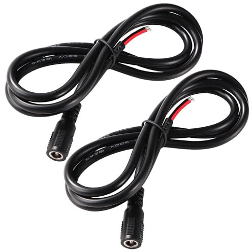 KUOQIY 2 PCS 100cm 18 AWG DC Power Pigtails Cable, DC 5.5mm x 2.1mm Female Plug to Bare Wire Open End Power Supply Replacement Repair Cord, for CCTV Security Camera, DVR, LED Strip Light Etc