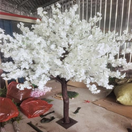 Qiang Künstlicher Kirschbaum, Künstliche Dekorative Pflanze,Künstlicher Baum,Seidenblumen-Wunschbaum,Für Hochzeit/Garten/Büro/Hotel,Innen- Und Außendekoration,White-Round-2.5x2m