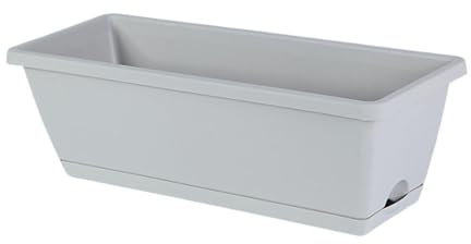 Folpus Jardinière rectangulaire avec fenêtre, 2 pièces, Pot de Fleurs pour Jardin extérieur, Gris Clair