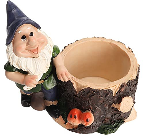 Jenngaoo Statue de Pot de Fleur de Nain de Jardin, Pot de Plante succulente léger en résine, décoration de Sculpture naine de Jardin de pelouse extérieure, Ornements Exquis pour étang de