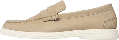 Tommy Hilfiger Herren Loafer Nubuck aus Leder, Beige (Beige), 44