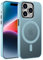 ORDA Hülle für iPhone 14 Pro 6,1 Zoll Kompatibel mit MagSafe,Magnetisch für iPhone 14 Pro Case Durchscheinende Matt Handyhülle Rückseite Dünn Stoßfest Schutzhülle hellblau