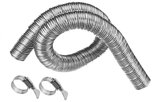 Inscrip Auto Standheizung Abgasrohr, 32mm Edelstahl Dual-Layer Abgasrohr, Abgasschlauch für Stromerzeuger mit 2 Rohr Klemme, Zusatzheizungsrohr, Passend For Webasto, Eberspächer (150cm)