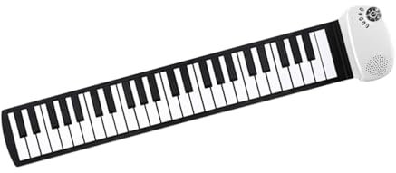 Luwecf Piano con Teclado Enrollable de 49 Teclas, Piano de, 100 Tonos, 10 Canciones de Demostración, Piano Electrónico Manual para Adultos, Regalo, blanco