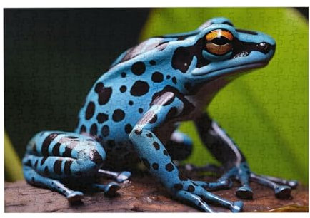Puzzles 300 Pieces 10.2 x 15 inch Personalized Jigsaw Puzzles Dart Frog Blue Puzzle Challenging Photo Puzzle with Storage Bag Picture Puzzle for Adults Family