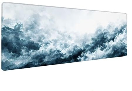 Mouse Mat Abstract, Cloud Mouse Pad 300x800x4 mm Large Mouse Mats for Desk,Water-Resistant Surface and Non-Slip Base Keyboard Mat Desk Pad, Stitched Edges Mousepad, XL Gaming Mouse Mat for Office G-6