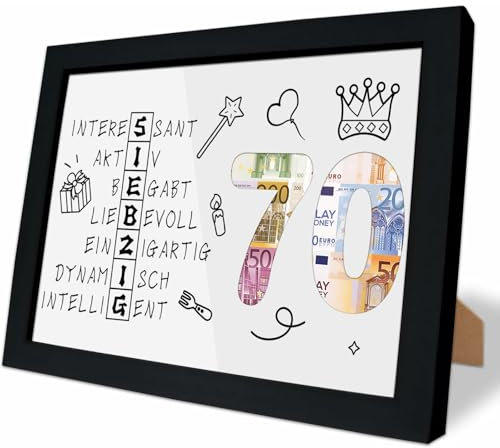 70. Geburtstag Geldgeschenk, Geschenk 70. Geburtstag Mädchen & Junge, Lustiges Geldgeschenk, Kreative Geldgeschenke Verpackung mit Bilderrahmen (70)