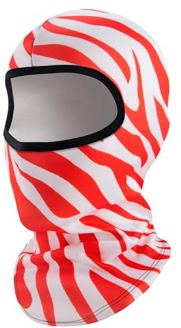 UrbanMover Sturmhaube Ski-Gesichtsmaske - Ultimative Kälte - Wetterschutz für Männer & Frauen beim Skifahren, Radfahren, Jagen, Tigerstreifen, Rot, XL/Einheitsgröße