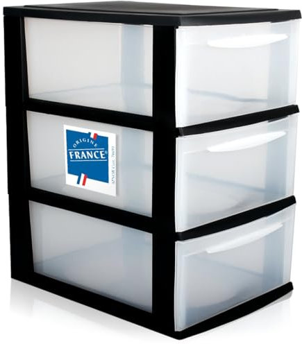 Schubladenbox A4 Schubladenschrank Kunststoff Schreibtisch Organizer mit 3 transparenten Schubladen Aufbewahrungsturm (8,7L Schubladen)