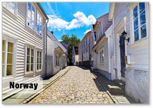 Wohnhaus Holzhäuser mit tiefliegenden Fenstern Norwegen Kühlschrankmagnet