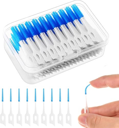 PetsmartTech, 220 scovolini interdentali in silicone, blu, per la pulizia orale, strumento per la rimozione della placca dentale