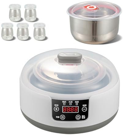 Peakjune Yaourtière numérique,Machine à Yaourt à température contrôlée,Machine à Yaourt Automatique,Thermostat réglable,Fermentation à température constante,avec 5 Tasses de Service.