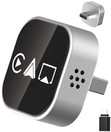 2-in-1 Wireless CarPlay Adapter Unterstützt Smartphone-Screen-Mirroring, kompakt & Plug-and-Play, für Android 11+ & Fahrzeuge ab 2016 mit verkabelter CarPlay