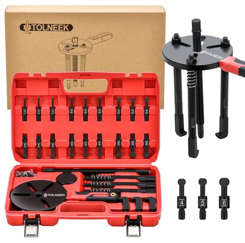 Tolneek 33 in 1 Lagerabzieher Kit, Upgraded Heavy Duty Radlager Demontage Werkzeug & Sackloch Abzieher Set mit rutschfestem Griff für Automobil, Industrie, Bauernhof, inklusive tragbarem Koffer