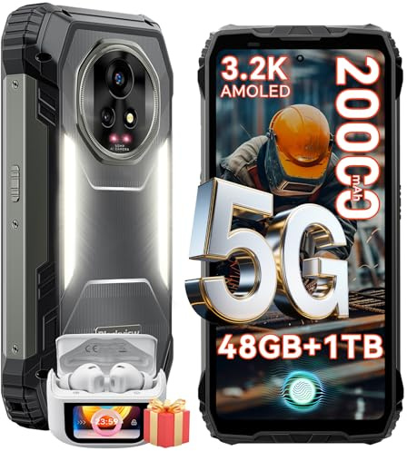 Blackview Xplore 2 Rugged Smartphone 5G, 20000mAh Batteria Telefono Indistruttibile, 6.73''FHD, 120Hz, MTK 8300, 3.2K AMOLED, 50MP+20MP, 48GB+1TB Cellulare Robusto, Dual SIM/OTG/WIFI 6/IP68