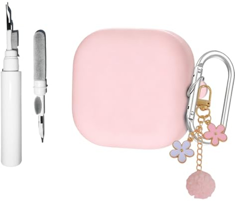[4 in 1]Casevita Cute Case Compatible with Samsung Galaxy Buds 4 / Buds 4 Pro with Flowers Keychain and Cleaning Kit, Soft Silicone Protective Cover for Galaxy Buds 4 for Woman Men