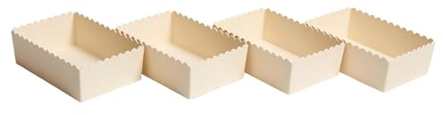 OHS 4 Pack Storage Make Up Organiser Plastic Tub Bathroom Bin Bedroom Kitchen Shelf Organiser Vanity Trays for Dressing Table Makeup Skincare Kitchen Storage Shelves Desk Cupboard Organisers, Cream