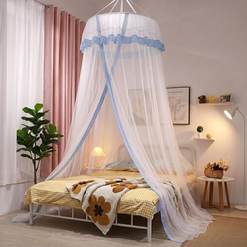 Journeyside Moskitonetze für Doppel und Einzelbetten, 1,15 x 2,8 x 11 M Extra-groß Betthimmel für Doppelbett & Einzelbett, Moskitonetze mit Haken für Schlafzimmer, Camping und Reisen-Blau