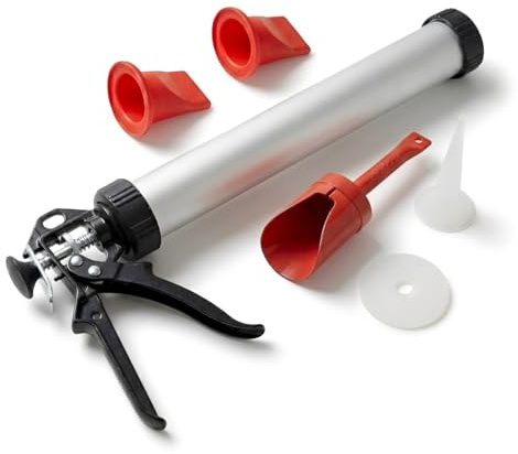 Mortar Pointing & Grouting Gun Set DIY Heavy Duty Bricks Paving Slabs Cement Tile Sealant Caulking with Handle, Aluminium and Nozzles for Brickwork, Tile Grouting & Masonry Repairs