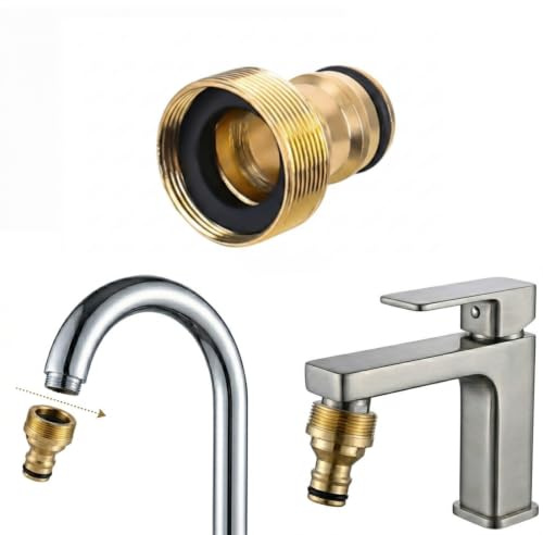 aonasuo Connecteur de Robinet Universel en Laiton | Adaptateur Tuyau d’Arrosage 3/4 – Raccord Rapide avec Joint Étanche Pour Cuisine et Jardin