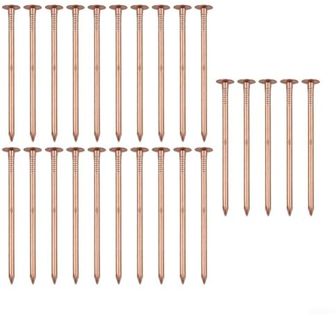 25 Pack 3 Inch Copper Nails For Killing Trees And Stumps, Solid Root Elimination Spikes For Garden Removal, Large Hardware Fasteners For Wood Projects, Copper Color