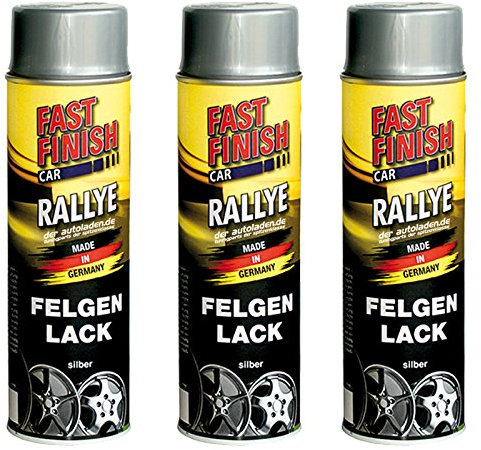3x 500 ml FAST FINISH Rallye Felgenlack Felgenfarbe Silber Spraydose 292842