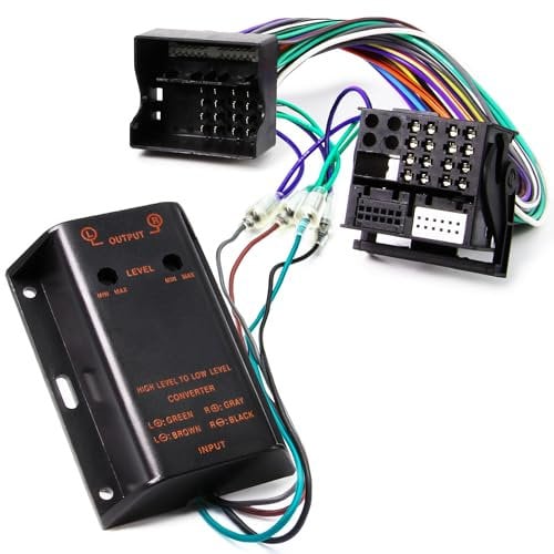 Adapter-Universe Verstärker 2 Kanal Chinch Adapter Kabel auf Quadlock Ausgang Verlängerungskabel High-Low passend für BMW Ford Mercedes Seat Skoda VW - Radio Endstufe